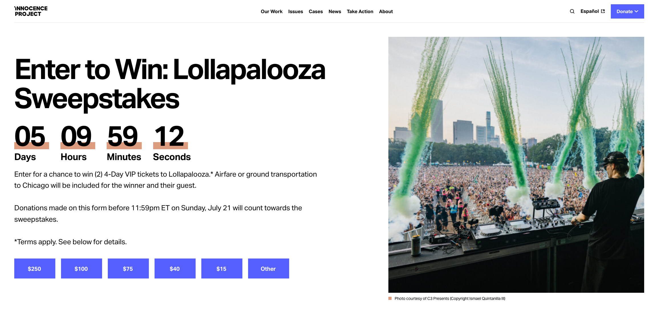 Innocence Project Lollapolooza